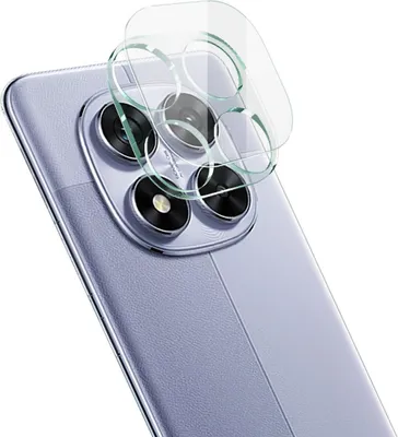 A close-up view of a phone's camera lens protector being placed on the camera module of a smartphone.