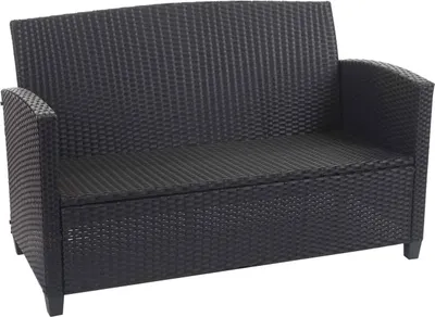 Obrázok produktu pre XXL Poly-ratanová súprava HWC-F10, balkónová/záhradná/obývacia súprava Sedacia súprava, rozkladacie kreslo s vankúšom Spun Poly ~ antracit