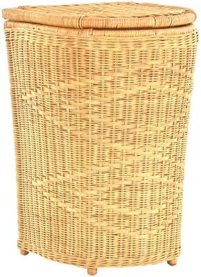 Zdjęcie produktu dla KRINES HOME Szlachetny rattanowy kosz na pranie Kosz na pranie z pokrywą Pojemnik na pranie (miodowy)