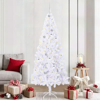 Obrázok produktu pre Maison Exclusive – Umelý vianočný stromček, biela farba, výška 210 cm, materiál: PVC a oceľ