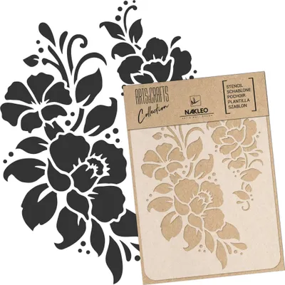 Produktbild von Malschablone für Handwerk A5 15x21cm, Blumen Rahmen Pflanze Muster, Wiederverwendbare Kunststoff DIY & Scrapbooking Zeichenschablone