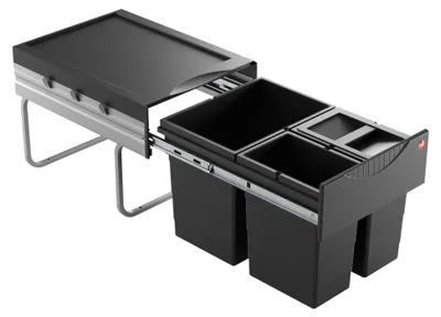 Image de Collecteur de déchets Hailo 3642531 Raumspar-Tandem 2x 8,5 +18 L gris foncé