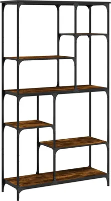 Image de vidaXL Bibliothèque chêne fumé 99x35,5x176 cm Bois composite et acier