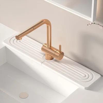 Produktbild von Tropfmatte – Aus Kieselgur – Schnelltrocknend – Für Wasserhahn und Spüle – Weiß, 40 x 10 cm