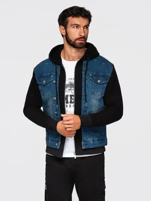 Obrázek produktu pro Ombre Clothing Pánská džínová bunda Tuck černo-modrá L