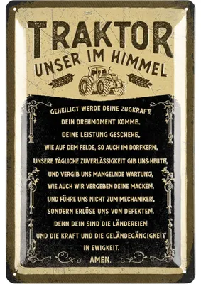 Produktbild von LANOLU Retro Blechschild TRAKTOR, lustiges Werkstatt-Schild für Männer, Metallschilder mit Sprüchen, Geschenk Vatertag, Metallschild 20x30cm