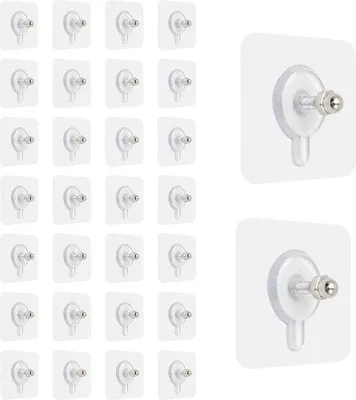 Image de Crochets adhésifs - Supports muraux transparents et étanches de 6 cm pour photos - Charge maximale : 5 kg