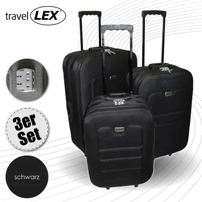 Produktbild von Kofferset 3tlg EVA Polyester Reisekofferset Rundum Reißverschluss, Farben Koffer:schwarz