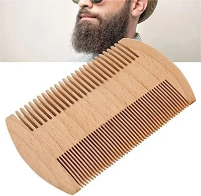 Produktbild von Professioneller doppelseitiger Bartkamm aus Holz – Läuse- und Styling-Tool für Männer, umweltfreundlich, praktisches Pflegeaccessoire für unterwegs (10 X 6 Cm / 3,9 X 2,4 Zoll)