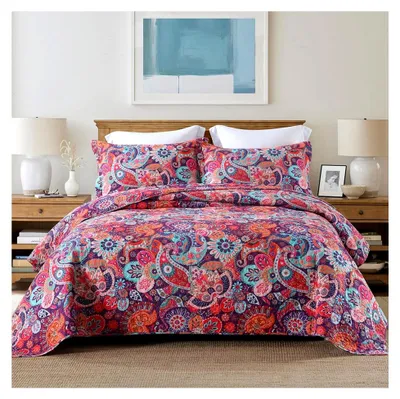 Produktbild von Tagesdecke aus Baumwolle mit Wende-Bettwäsche-Set im Paisleymuster