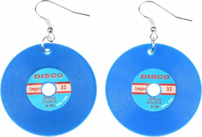 Produktbild von Schallplatten Ohrringe LP Vinyl DJ Musik Miniblings Plattenohrringe XL neon blau