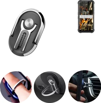 Produktbild von K-S-Trade 3in1 Smartphone-Ring Handy-Ring kompatibel mit Oukitel WP9 Fingerhalterung  Handyring Tischständer Lüftungsgitter-Halterung Tisch Ständer