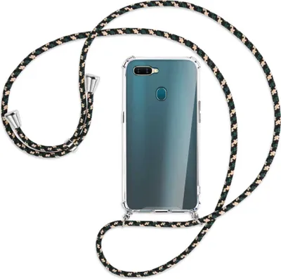 Produktbild von Handykette Backcover-Schutzhülle mit Band (Metall silberfarben) für Oppo A7 / AX7 - camouflage