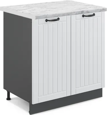 Produktbild von Spülenunterschrank Vicco Fame-Line Weiß Landhaus 80 cm , AP Marmor, Model 46774