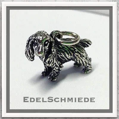 Produktbild von Kettenanhänger als Hund in 925 Silber geschwärzt