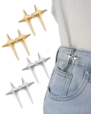 8er-Set Ster-Jeansknöpfe, Metall, Gold/Silber, 11,2×14,5 cm