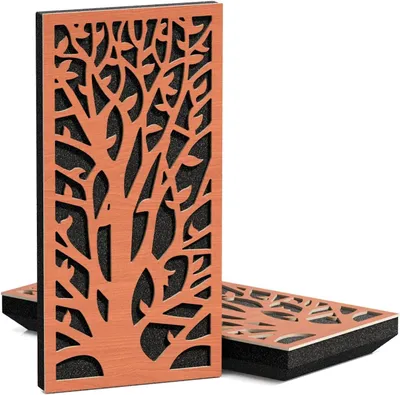 Immagine prodotto di Confezione da 4 – Pannelli acustici K2 a basso profilo, fonoassorbenti | 50x25 cm | Riflessione | Spessore: 53 mm | Colore: Noce