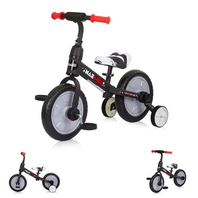 Obrázok produktu pre Chipolino trojkolka, balančný bicykel 2 v 1, Max Bike, 10 palcové kolesá, pedále, tréningové kolieska šedé