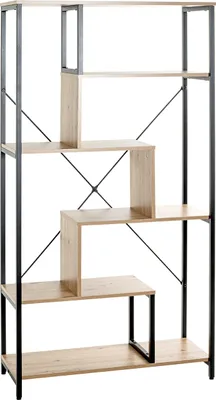 Produktbild von Ablageregal >37407< in eiche, schwarz, MDF, Metall - 84x163x35cm (BxHxT)