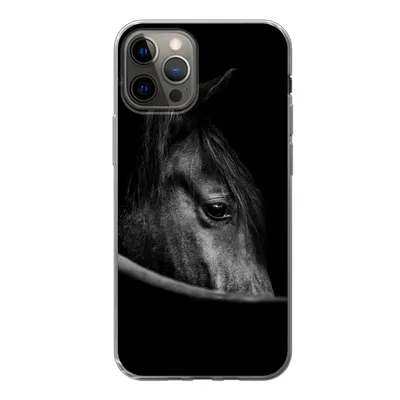Produktbild von MuchoWow® Handyhülle Schutzhülle Hülle für iPhone 12 Pro Pferde - Porträt - Schwarz - Tiere Silikon Softcase Handy Hülle - Abdeckung