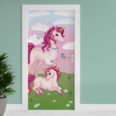 Produktbild von Türfolie "Einhorn" 90x200cm Türposter Deko Aufkleber Folie Tapete TF04-07