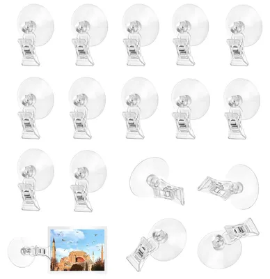 16 Saugnapf-Haken mit Clips, transparent, für Aquarium & Haushalt