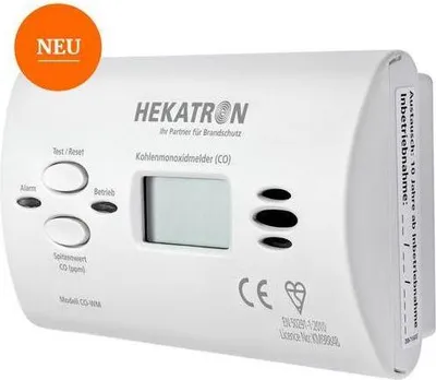 Produktbild von Hekatron Kohlenmonoxid Warnmelder CO-Melder Display mit Batterie Wandmontage