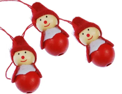 Produktbild von 3 Stück Weihnachtsbaumanhänger Baumschmuck Anhänger Xmas Wichtel Holz rot