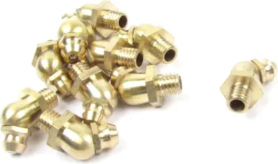 Image de Graissuer 6mm Laiton Mâle Filetage Coudé 45 Degrés Hydraulique Graisseur Fixation 10 Pcs