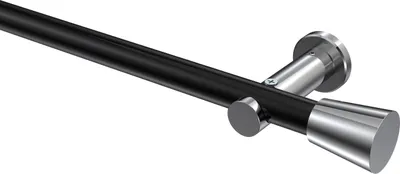 Produktbild von Interdeco Gardinenstange / Vorhangstange Schwarz / Chrom, Typ Platon Sitra (Konus) ohne Ringe, 20 mm Ø 1-läufig, 540 cm
