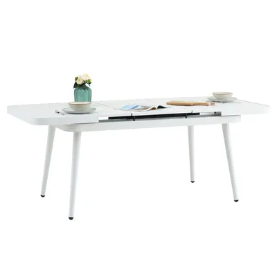 Produktbild von Gartentisch SUNNY, weiß - Outdoor Tisch ausziehbar bis 200cm, pulverbeschichtetes Aluminiumgestell, wetterfest & UV-beständig, ideal für Garten und Terrasse