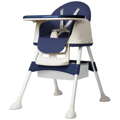 Produktbild von Sessamen-LP 3in1 Hochstühle Kinderstuhl Esstisch Babystuhl Kinder Sitzerhöhung Kindersitz Tischstuhl mit Tisch und Rollen Tablett Tragbarer, Blau