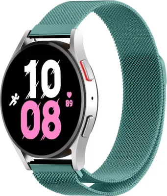Produktbild von Strap-it Milanese Armband - Kompatibel mit Samsung Galaxy Watch 5 Armband 44mm Edelstahl Armband mit Magnetverschluss - Ersatzarmband - Hochwertiges Material - für Samsung Galaxy Armband Grün