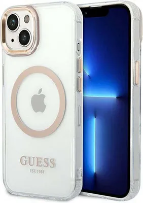 Obrázok produktu pre Puzdro Guess Guhmp14Shtrmd Pre Iphone 14 - Zlaté Metal Outline Magsafe