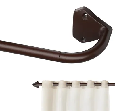 Zdjęcie produktu dla GXOACKJ Brązowe karnisze okienne, długość od 71,1 cm do 121,9 cm, średnica 1,6 cm, montaż ukryty