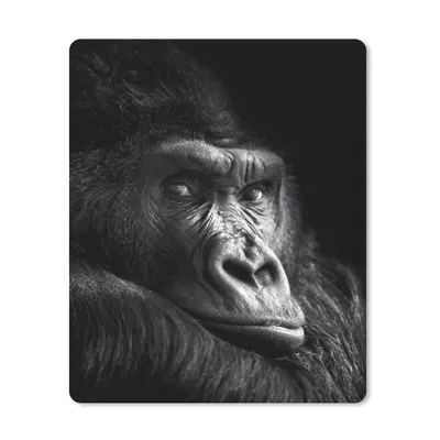 Produktbild von MuchoWow® Mauspad Mousepad Gorilla - Affe - Schwarz - Weiß - Porträt 30x40 cm - Mousepads - Maus Mat - Pad - Mausunterlage - Mausmatten