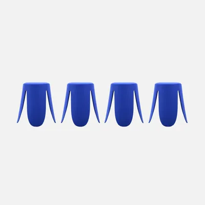 Produktbild von sweeek - 4er-Set stapelbare Hocker mit Kunstleder - Blau