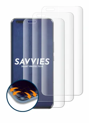 A smartphone with screen protectors laid over it.