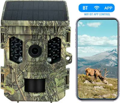 Zdjęcie produktu dla Kamera myśliwska 4K z noktowizorem 1080P wodoodporna BT WiFi APP WiFi kamery myśliwskie 16 MP kamery myśliwskie z aktywacją ruchem