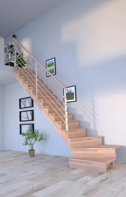 Produktbild von Holztreppe Lindos (Buche) in  1/4 gewendelter Ausführung links-100 cm-Design Geländer Holzrundstäbe-mit Setzstufen