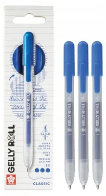 Productafbeelding van Sakura PXGBRACL3A Sakura Gelly Roll, intrekbare gelpen, transparant, 0,4 mm, schrijfkleur: blauw, 3 stuks.