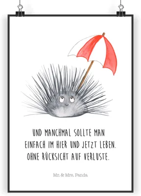 Produktbild von Mr. & Mrs. Panda Bild Seeigel DIN A5 - Weiß - Geschenk, Kunstdruck, Wandbild, Meer, Leben, Hier und Jetzt, Plakat, Achtsamkeit, drucke, Selbstliebe, wanddeko, Lebe