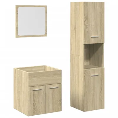 Produktbild von vidaXL 3-tlg. Badmöbel-Set Sonoma-Eiche Holzwerkstoff