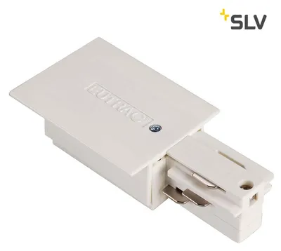 Imagen del producto de SLV 1001534: Alimentador para carril empotrable de 3 fases, color blanco, conexión a tierra a la derecha