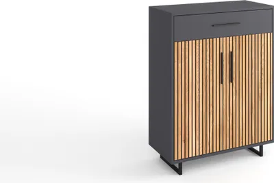 Produktbild von Schuhkommode >Joe< in Eiche / anthrazit, Eiche teilmassiv - 82x100x40cm (BxHxT)