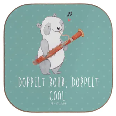 Produktbild von Mr. & Mrs. Panda Untersetzer für Gläser Fagott Doppelt Cool - Meeresbrise - Geschenk, Lernen, Musiker, Musik, Tassen, doppeltes Rohrblatt, Instrument, Holzblasinstrument