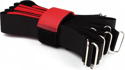 Produktbild von 10 x Klettkabelbinder 60 cm rot - Klett / Flausch auf UNTERSCHIEDLICHEN SEITEN! - DS Metallöse Goodymax®