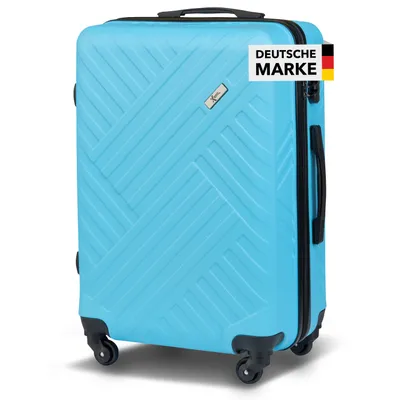 Produktbild von Xonic Design Reisekoffer mit Rollen 360° - ABS Hartschalen-Koffer Trolley mit Zahlenschloss in Handgepäck M-L-XL-Set (Neon Blue, L)