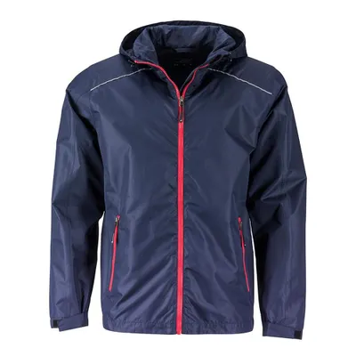 Produktbild von James and Nicholson Herren Regenjacke FU249 (M) (Marineblau/Rot)