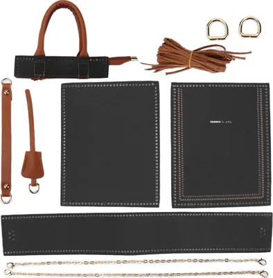 Obrázok produktu pre DIY -Häkelbeutel handgefertigt modische Style Legierung Faux Leder Handtasche für Handwerksliebhaber (schwarz)
